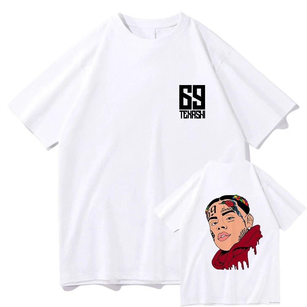 Классическая футболка 6ix9ine, забавные топы унисекс в стиле хип-хоп, женские футболки с графическим рисунком, Эстетические хлопковые футболки унисекс с героями мультфильмов