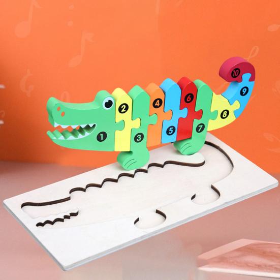 Красочные животные, змеи, крокодилы, игра-головоломка с доской, деревянные жирафы, познавательные 3D деревянные головоломки, блоки для детей ясельного возраста