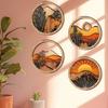 4Pcs Wooden Frames Aesthetic Ornament Round Background Pendant  Bedroom