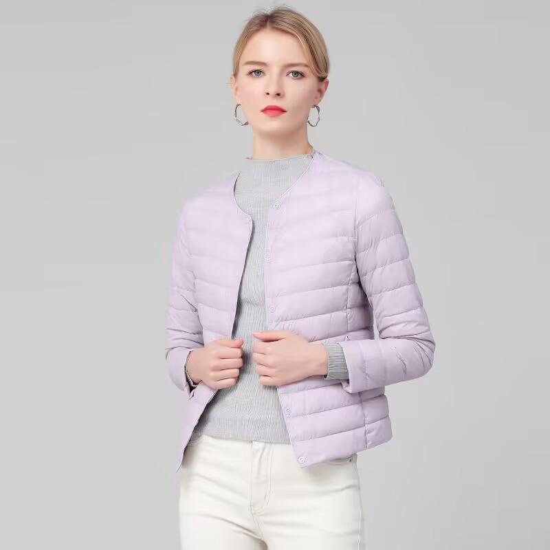 Новый легкий пуховик для женщин в коротком пуховике с круглым вырезом без воротника для женщин, теплая и утягивающая внутренняя подкладка