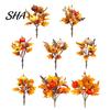 Durable Fabric Fall Flowers Artificial Bouquet with Pumpkins Maple Leaves Wheat Berries, Autumn Berry Decoration Home Decor for Thanksgiving