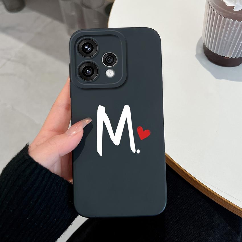 Милый Чехол для Телефона с Узором из Красных Сердечек и Букв для Oppo Reno 15 14 13 12 11 Pro 15F 14F 13F 12F 11F 5G Ударопрочный Силиконовый Чехол-Защита для Объектива Камеры