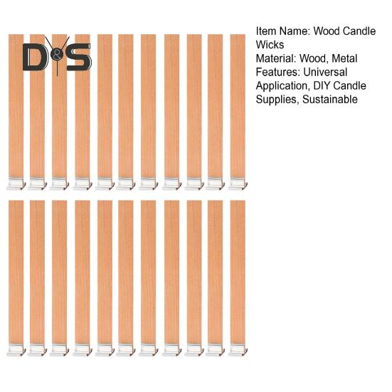 22 шт. деревянных фитилей для свечей, устойчивые фитили для свечей с металлическими основаниями, бездымные деревянные фитили для свечей ручной работы для самостоятельного изготовления свечей
