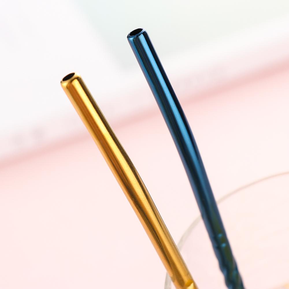 New Reusable Metal Bar Tea Stainless Steel Straws Spoon Coffee Spoons Drinking Straw