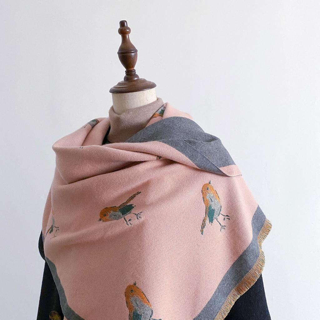 Scarf Women'S Imitation Cashmere Bird Air Conditioner Shawl With Thickened Warm Scarf
