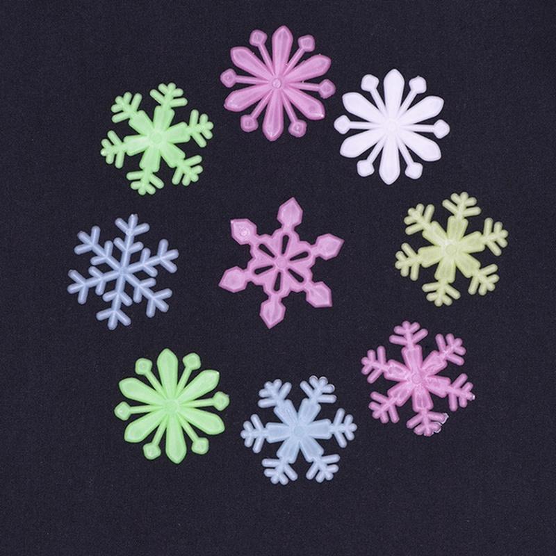 1 Set 50pcs Luminous Snowflake Wall Stickers Kids Room Christmas New Year Home Decor