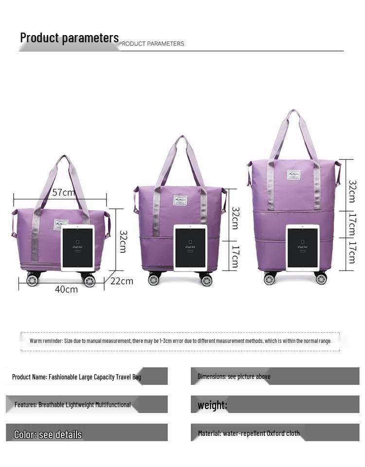 Очень большая расширяемая дорожная сумка-даффл на колесах: Разделение влажного/сухого, Легкий и Практичный для Дородового хранения и Деловых поездок.