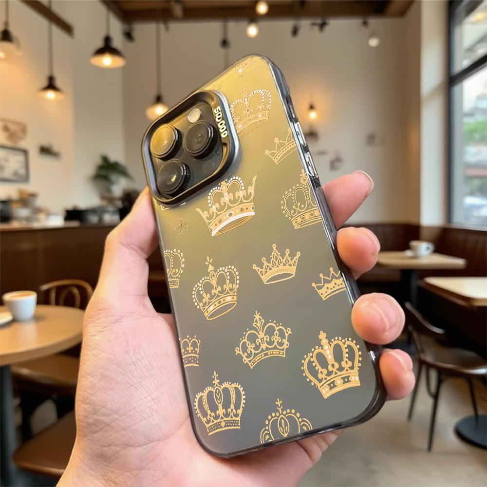 Потрясающий золотой чехол-корона для iPhone 16 15 14 13 12 11 Pro Max Mini, противоударный, защищающий от царапин, жесткая защитная крышка