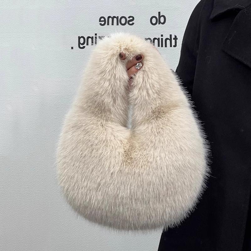 Yogodlns Новая зимняя плюшевая сумка для женщин, модная ручная пушистая сумка, универсальная сумка через плечо, трендовая сумка-хобо для поездок на работу