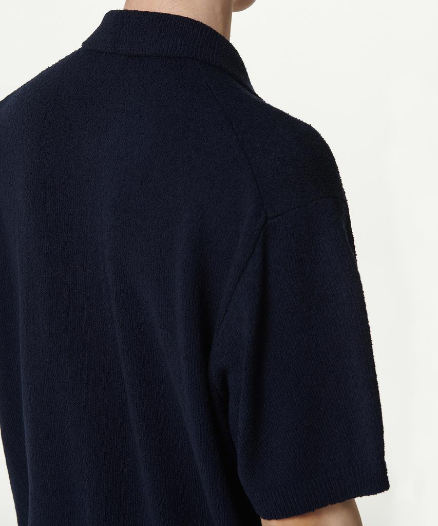 Musinsa Standard Boucle Collared Short Sleeve Cardigan [Navy]