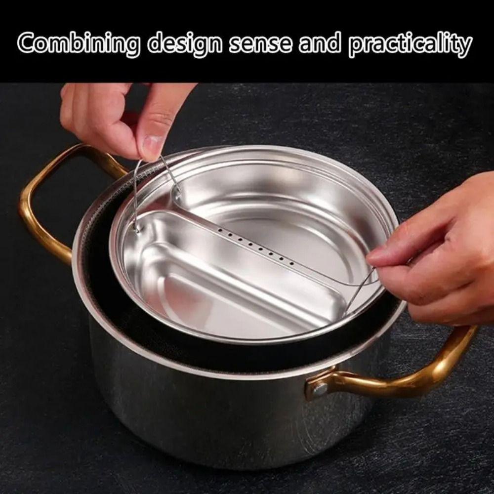 Stackable Divided Food Steamer Tray Round Steaming Plate Stainless Steel Steaming Basket  Vegetable