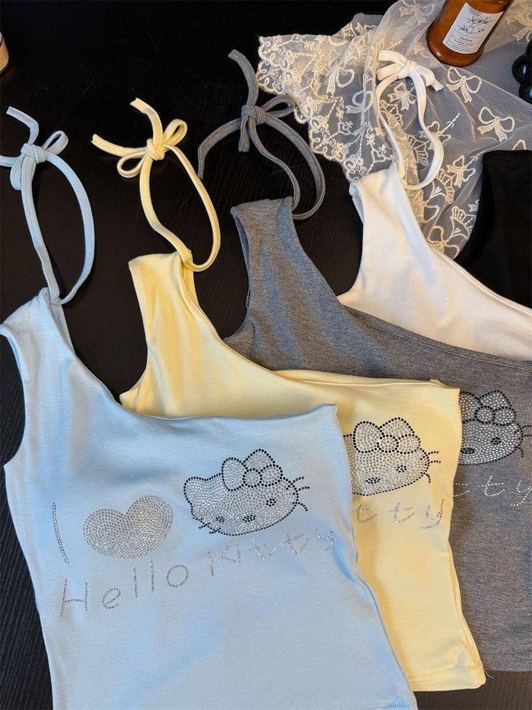 Summer Sweet & Spicy Cartoon One-Shoulder Vest with Chest Pads