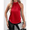 Summer Polyester Vest Women's Solid Color Off Shoulder Hanging Neck Sleeveless Top