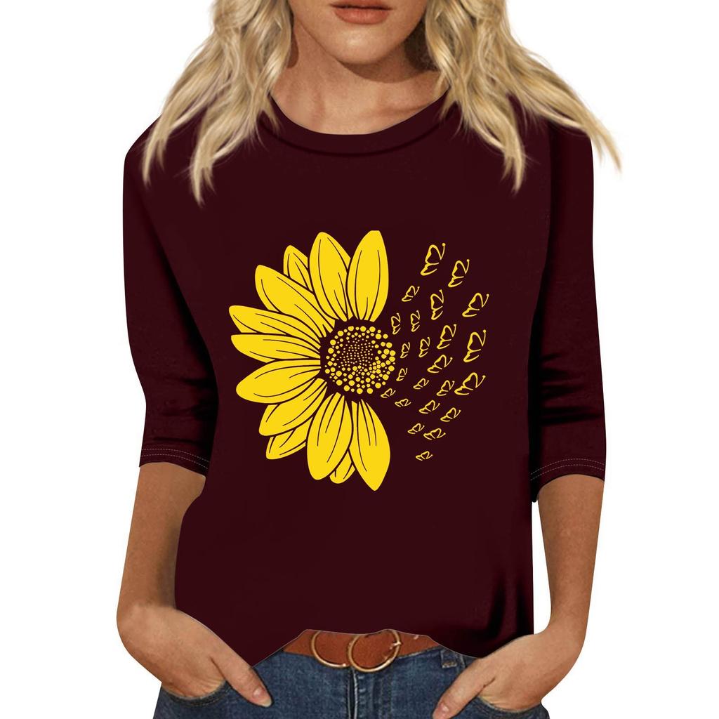 Женский модный свободный повседневный пуловер с принтом и круглым вырезом, рукав три четверти