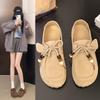 Модные женские туфли-балетки спортивного стиля на плоской подошве Dequn мягкого желтого цвета, весенние, винтажные, универсальные, повседневные туфли, кожаный внутренний материал