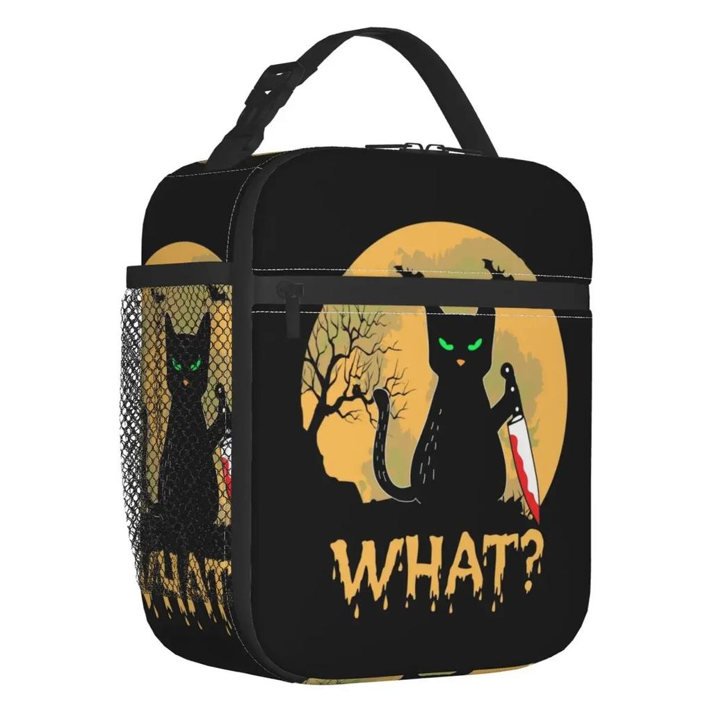 Black Cat Insulated Lunch Bag for Women Leakproof Autumn Pumpkin Coffee Thermal Cooler Lunch Box Office Work School