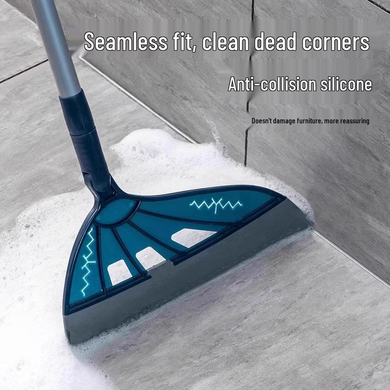Multi-Purpose Retractable Silicone Broom and Floor Scraper for Indoor Cleaning