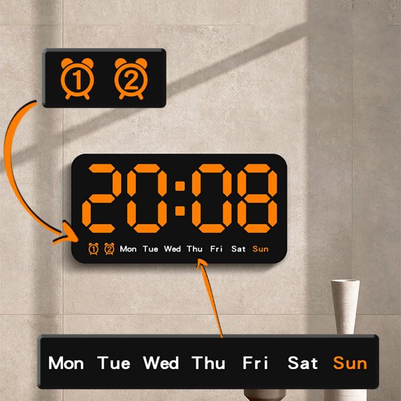 Настенные часы с большим экраном для гостиной, цифровые часы с голосовым управлением, повтором температуры, отображение даты, USB 12/24H, настольные светодиодные часы