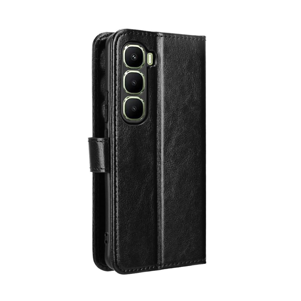 For Infinix Hot 60 Pro 4G PU Leather Case with Strap Crazy Horse Texture Phone Wallet Cover