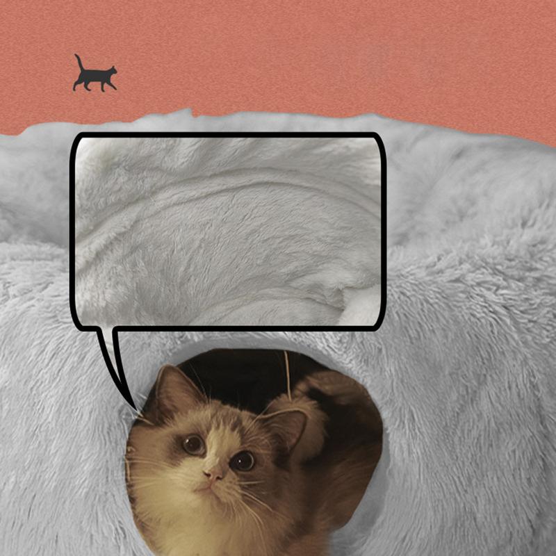 Кровать-туннель для кошек в помещении, лежанка для кошек, пещера, пончик, круглая игрушка для кошек, устойчивая к царапинам, складной туннель для кошек с плюшевой игрушкой