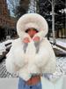 Европейский и американский пэчворк-пальто с капюшоном из искусственного меха, с искусственным мехом лисы, длинный рукав - Женский короткий стиль.