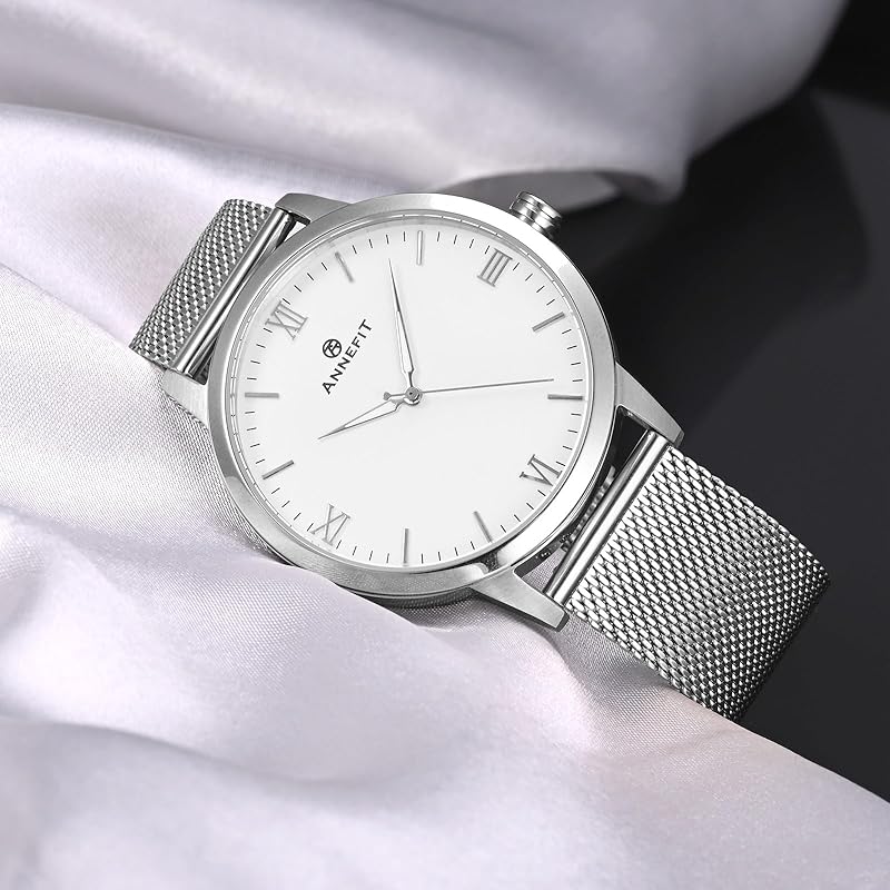 [ANNEFIT] Metal Watch Band 20mm Mesh Stainless Steel Watch Replacement Band 316L Stainless Steel Replacement Belt Quick Release Silver