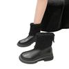 Xiaohongshu Popular Winter PU Short Tube Thick Heel Artificial Short Plush Rear Zipper Low Heel (less Than 3cm)