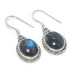 Natural Labradorite Gemstone 925 Solid Sterling Silver Gift Earring 1.25" K3g66