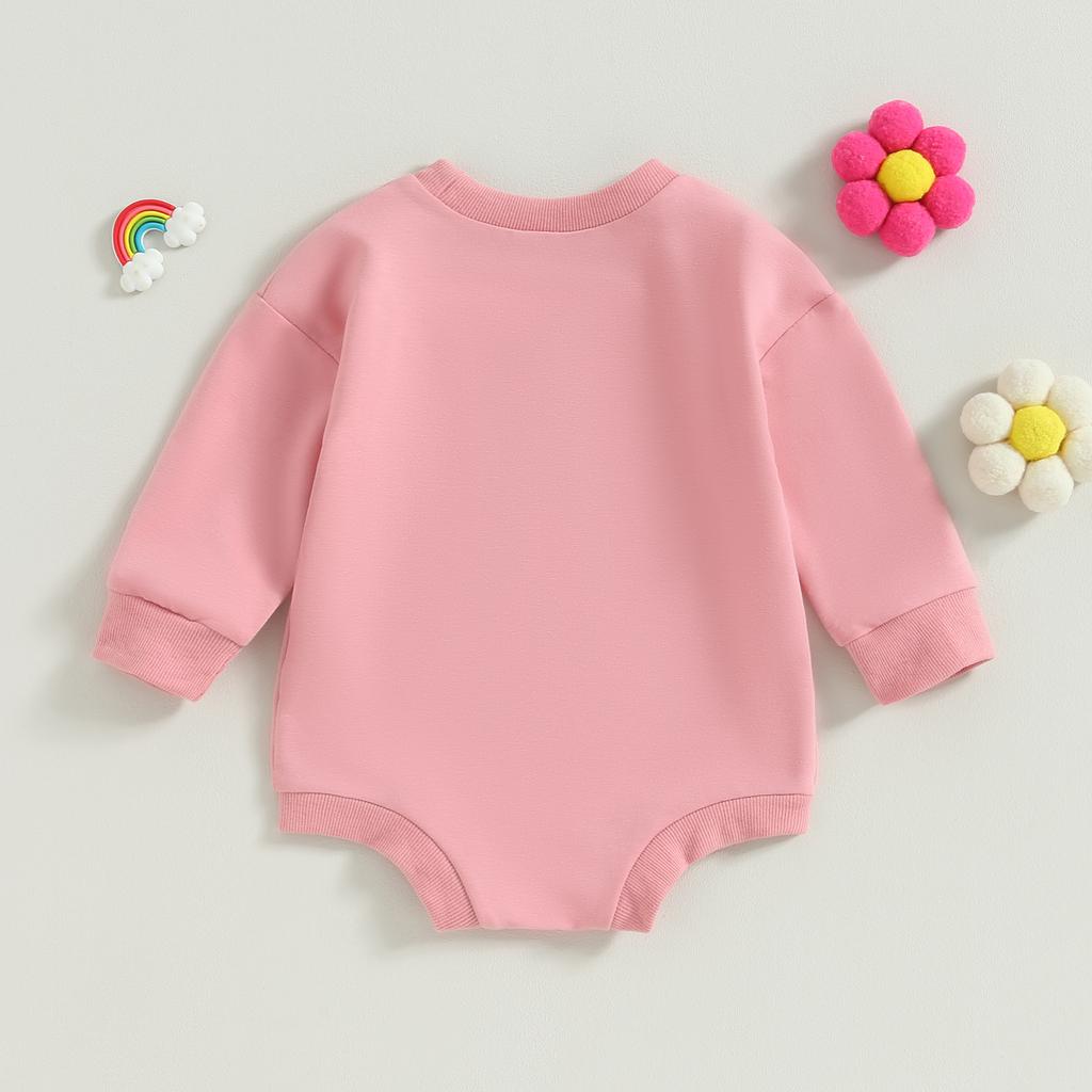 Baby Girls Long Sleeve Jumpsuits Casual Letter Print Sweatshirt Romper for Newborn Infant Toddler Cute Clothes