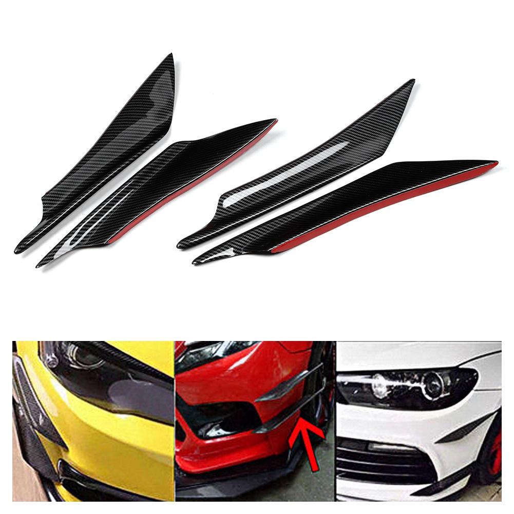 4Pcs Set Universal Carbon Fiber Style Car Front Bumper Canards Splitter Fins Deflector