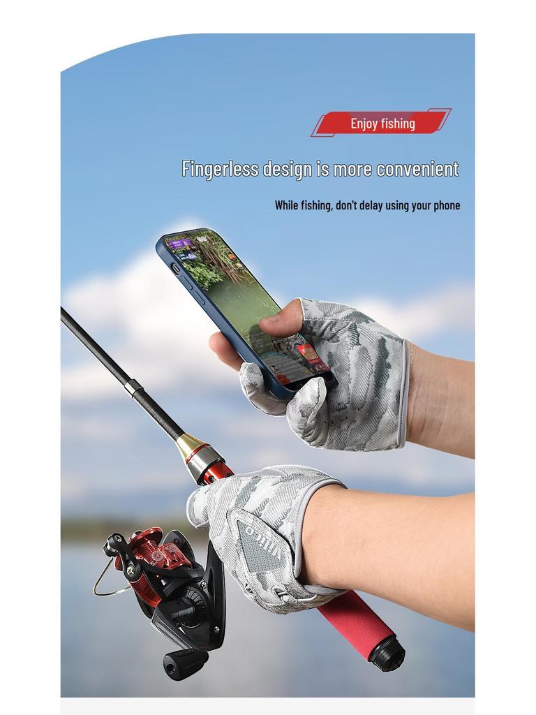 Summer Thin Breathable Three-Finger Fishing Gloves - Anti-slip, Professional Lure Design
