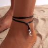 Модные Anklets со Звездой и Луной в стиле Hip Hop для Женщин Простые Ретро Многослойные Регулируемые Кожаные Восковые Нити Цепочки на Ноги Вечерние Украшения