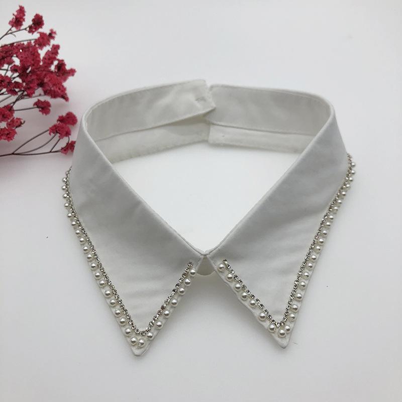 Beading Fake Collar Women Elegant Diamond Detachable Collars for Woman False Shawl Shoulder Wrap Lapel False Collars Woman Tie