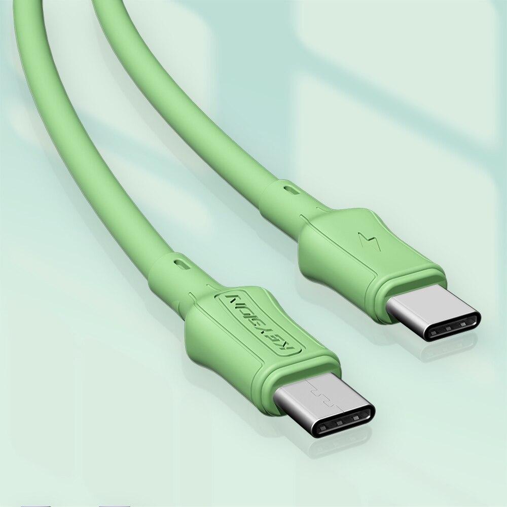KEYSION Жидкий силикон 8 мм Кабель USB C к USB Type C 60 Вт PD Шнур для быстрой зарядки USB-C Кабель для зарядного устройства для Xiaomi Samsung Huawei Macbook iPad