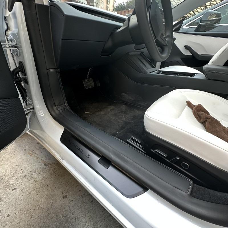 For Tesla Model 3 Highland Door Sill Protection Cover Mat Model 3+ Door Threshold Protect Anti-kick Pad Non-destructive Install