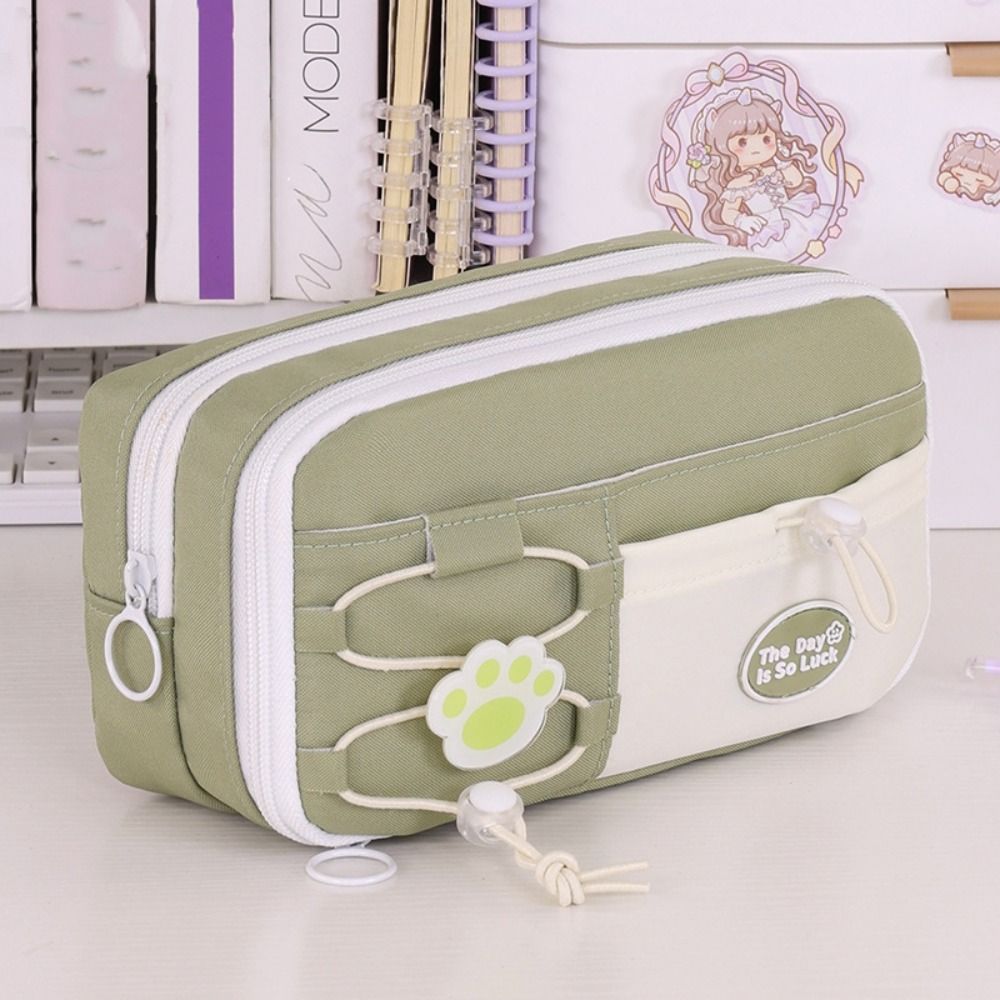 Flip Style Cute Pencil Pouch Large Capacity Gel Pen Organizer Simple Student Pencil Case Gift