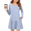 Girls' Long Sleeve Dress - Solid Color Pocket Dress