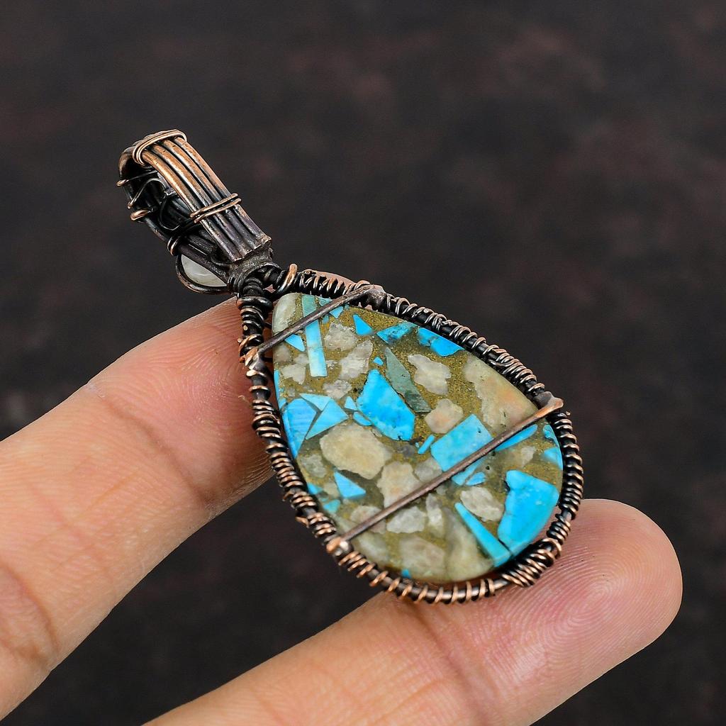 Древо Жизни Розовый Опал Медь Бирюзовый Подвеска Медная Проволока Обернутая Подвеска Подвеска Из Драгоценного Камня Ювелирные Изделия Ручной Работы Из Медной Проволоки Подвеска из Лунного Камня