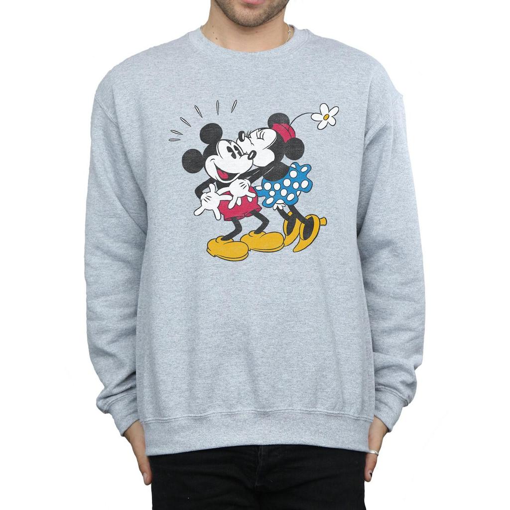 Disney Mens Mickey Mouse Mickey And Minnie Kiss Sweatshirt