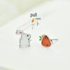 Cute Asymmetrical Rabbit Carrot Earrings - 925 Silver, Simple, Fun Design for Students and Girls