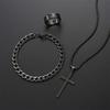 Комплект из 3 предметов: мужская подвеска-крест из нержавеющей стали, ожерелье, браслет, кольцо, комплект ювелирных изделий, мужская повседневная одежда в стиле хип-хоп, аксессуары