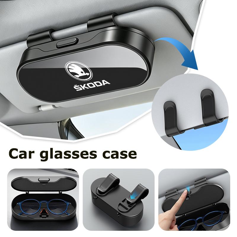 CFP5 Car Visor Sunglasses Glasses Case Glasses Holder Clip Box For Skoda octavia a5 a4 mk1 2 fabia superb rapid mk3 yeti 2006
