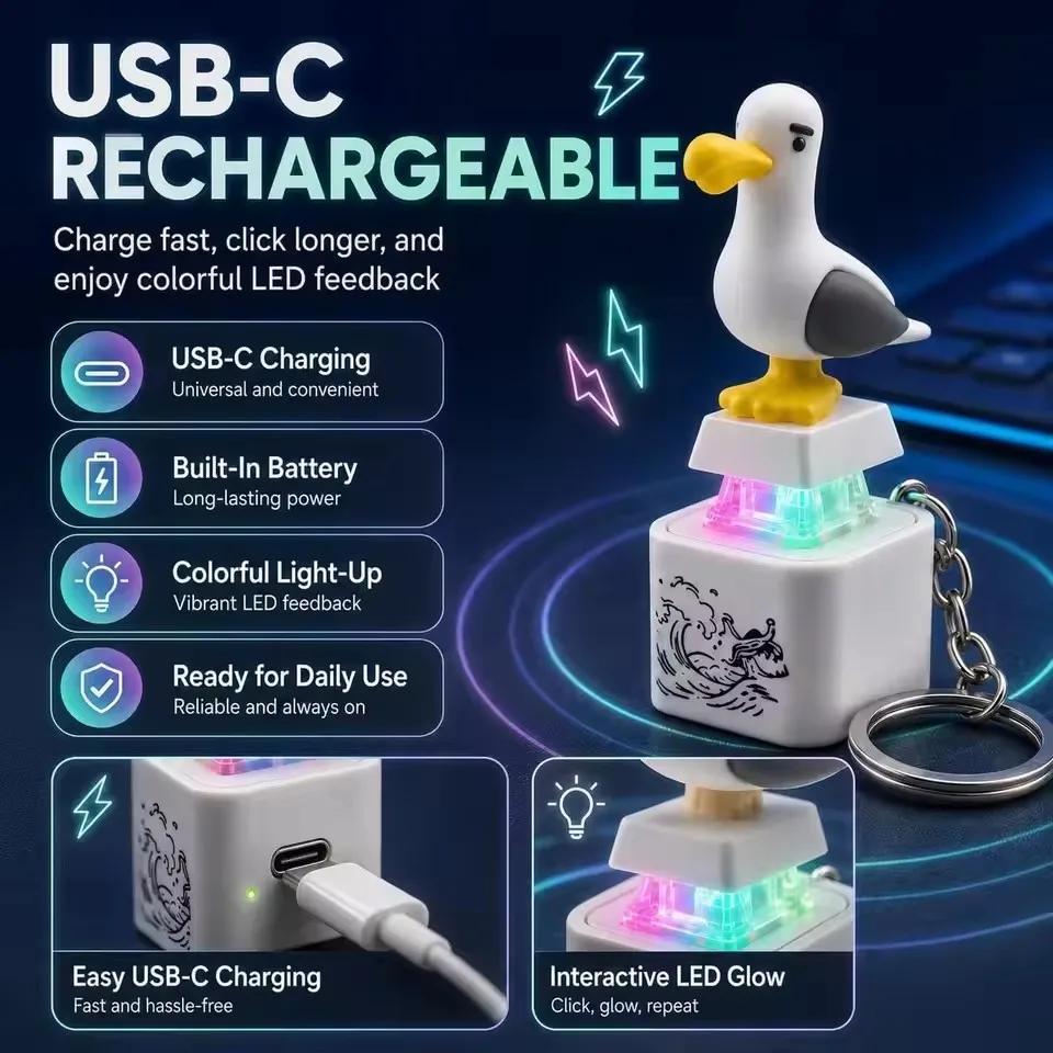 Брелок-колпачок клавиши Светящийся Звуковой Снятие стресса USB Щёлкающий Креативная игрушка-антистресс Портативный электронный кулон Для взрослого