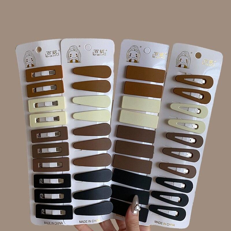 New Fashion Coffee Basic Hair Clip Set Vintage Geometric BB Hairpins Barrettes Hairgrip For Women Girl Hair Accessories Headwear