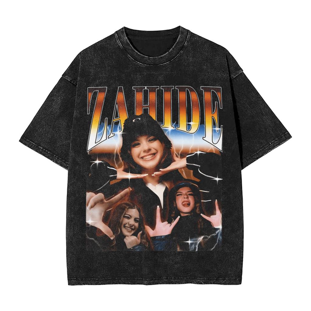 Zahide Washed Tshirt Men Vintage Cotton T Shirts Summer Crewneck Fashion Tees Printed Plus Size Tops