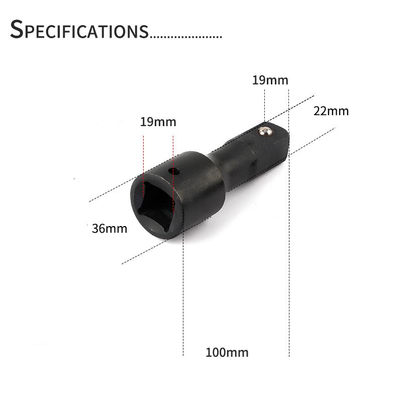 1 шт., сверхпрочный длинный удлинитель, храповой ключ, ударный удлинитель головки, пневматический инструмент 1/2 3/4 1 дюйм 75 125 150 200 300 400 мм