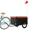 VidaXL Remorque de Vélo, Chariot de Transport avec Barre, Remorque de Bicyclette avec Drapeau Jardin Extérieur, Noir et 94089