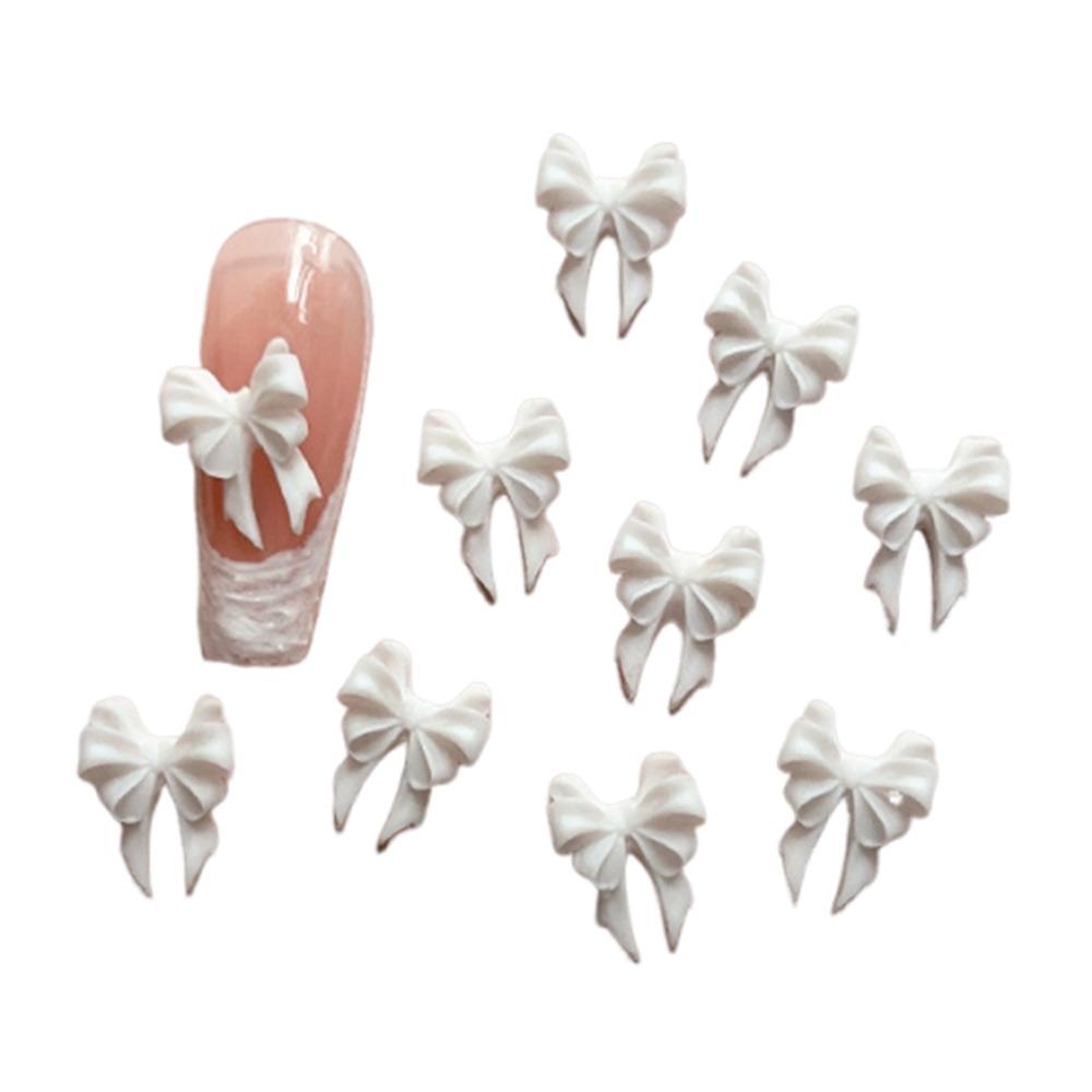 30PCS Multiple Colors Fairy Waved Pearl Bowknots Resin Material Minimalist Design Resin Nail Art Charms Bowknot Shape