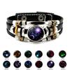 12 Constellation Handmade Leather Bracelet Woven Multi-layer Punk Twelve Zodiac Couple Bracelet