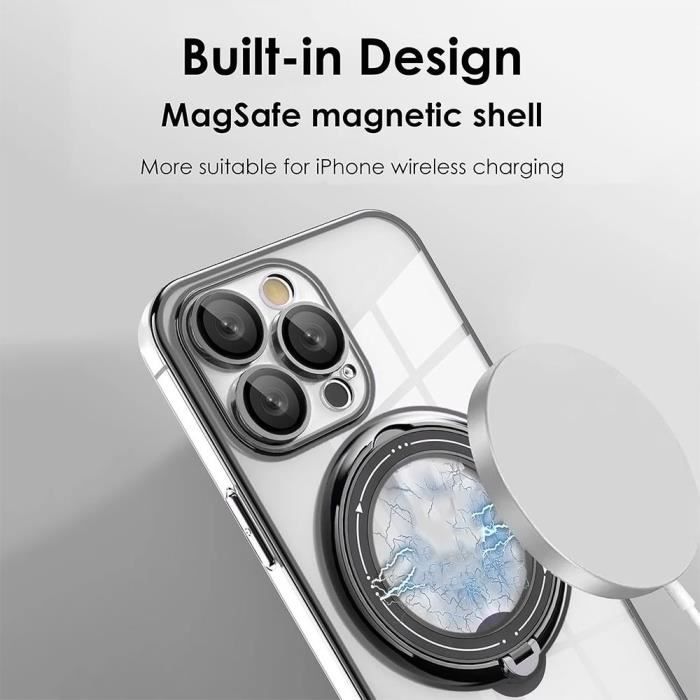 Чехол - E.F.CONNECTION - для iPhone 16 Pro - Прозрачный силикон - Магнитное крепление - Усиленные углы